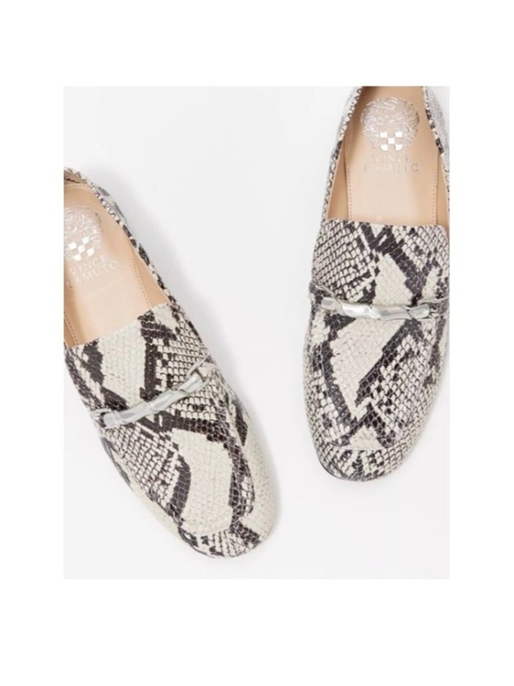 Vince Camuto Perenna Snake-Print Penny Loafers leather in Black and White size 9